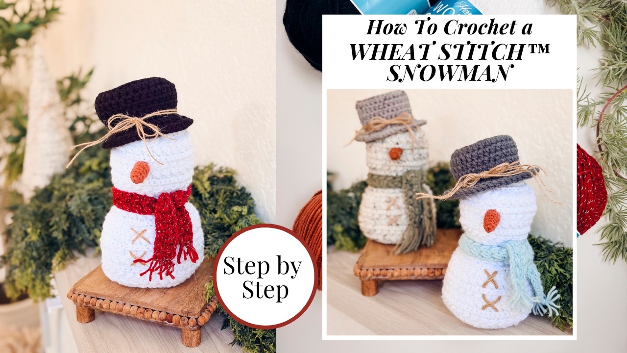 Crochet a Wheat Stitch Snowman ⛄ | Easy & Adorable Winter Decor