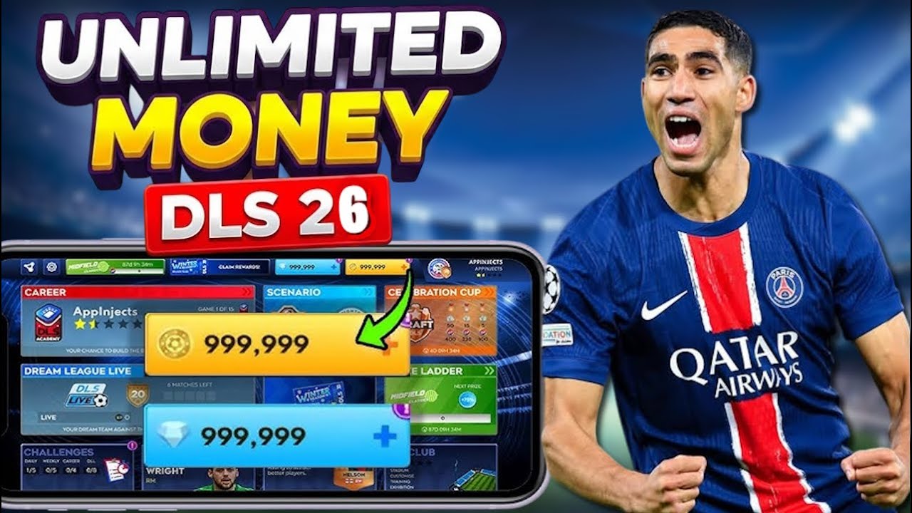 DLS 26 Hack/Mod Apk - How to Get Dream League Soccer 2026 Unlimited Coins and Diamonds iOS, Android