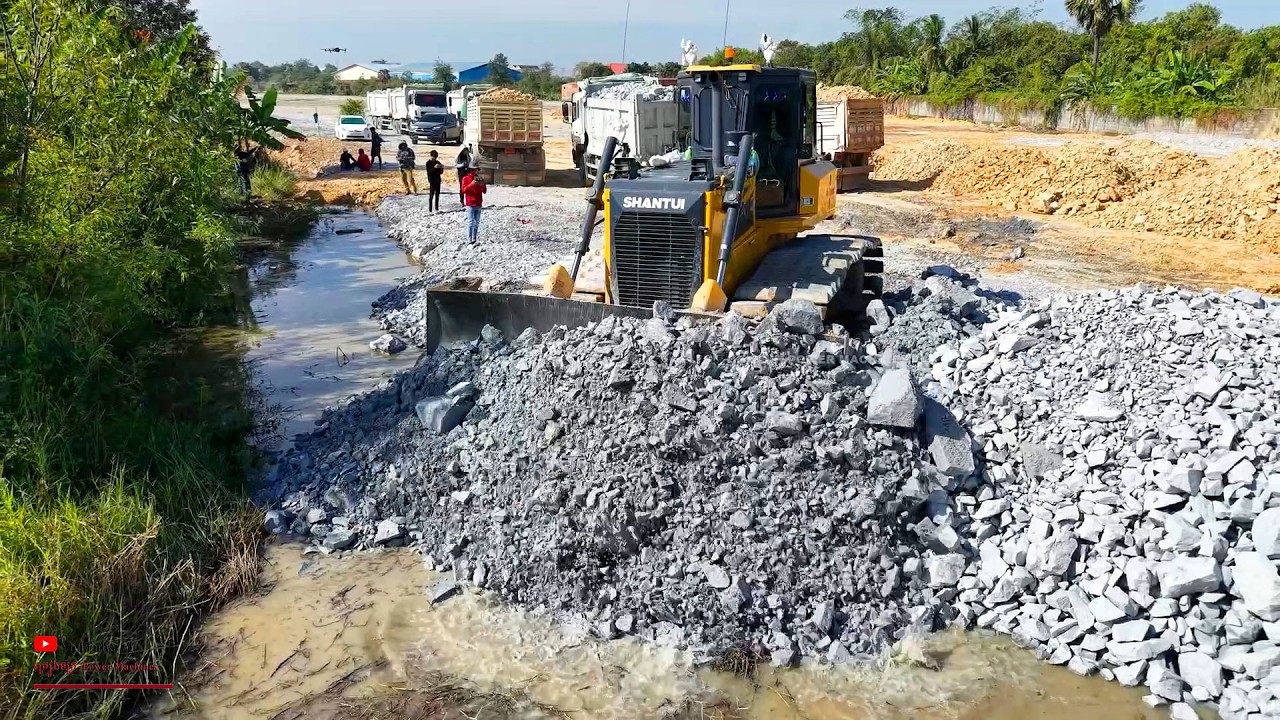 It's Wow! Great Start Site Half Lake Area​ Was LandFill  Join Dozer Partner​ Group​ Trucks 10 wheels