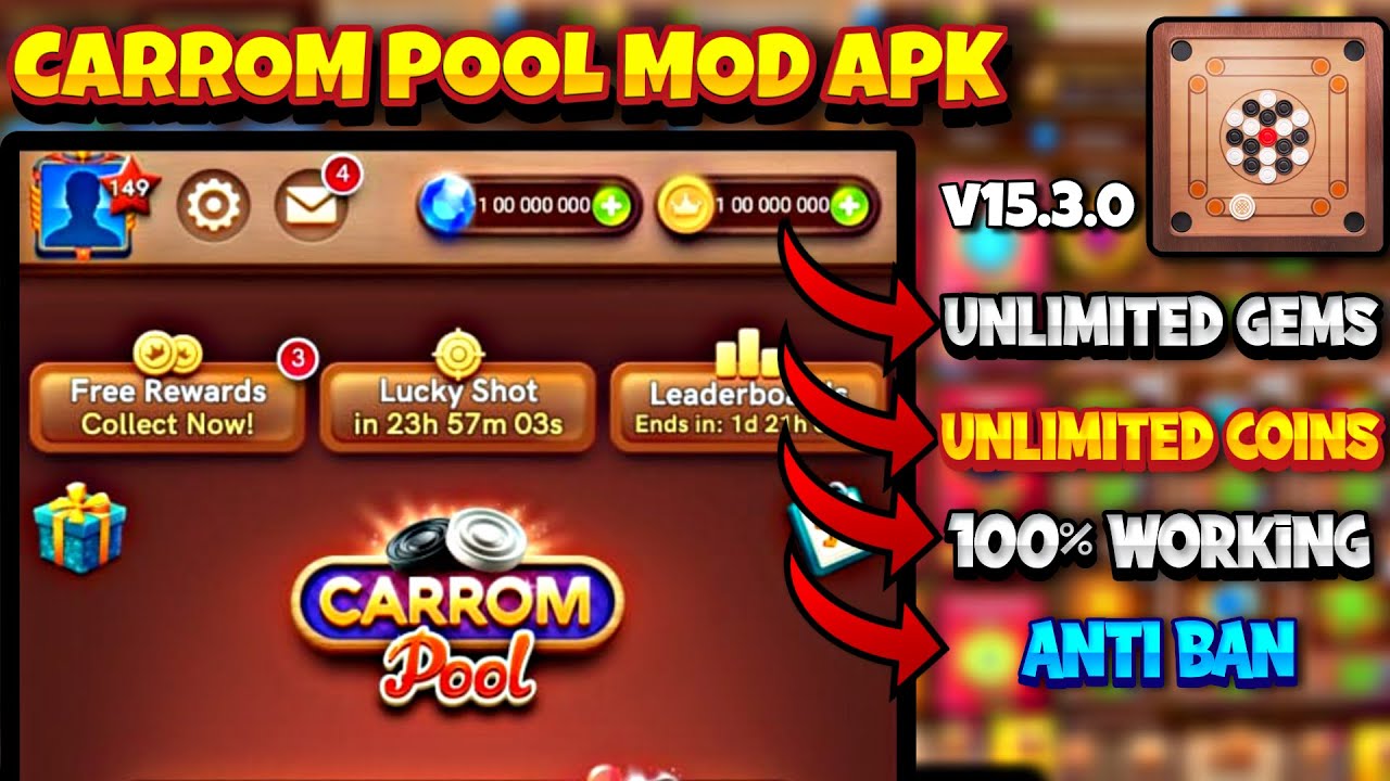 [🚀UPDATED🚀] Carrom Pool Hack Unlimited Coins Gems Mod Apk v15.3.0 2024 Aim New Trick|| Latest Update