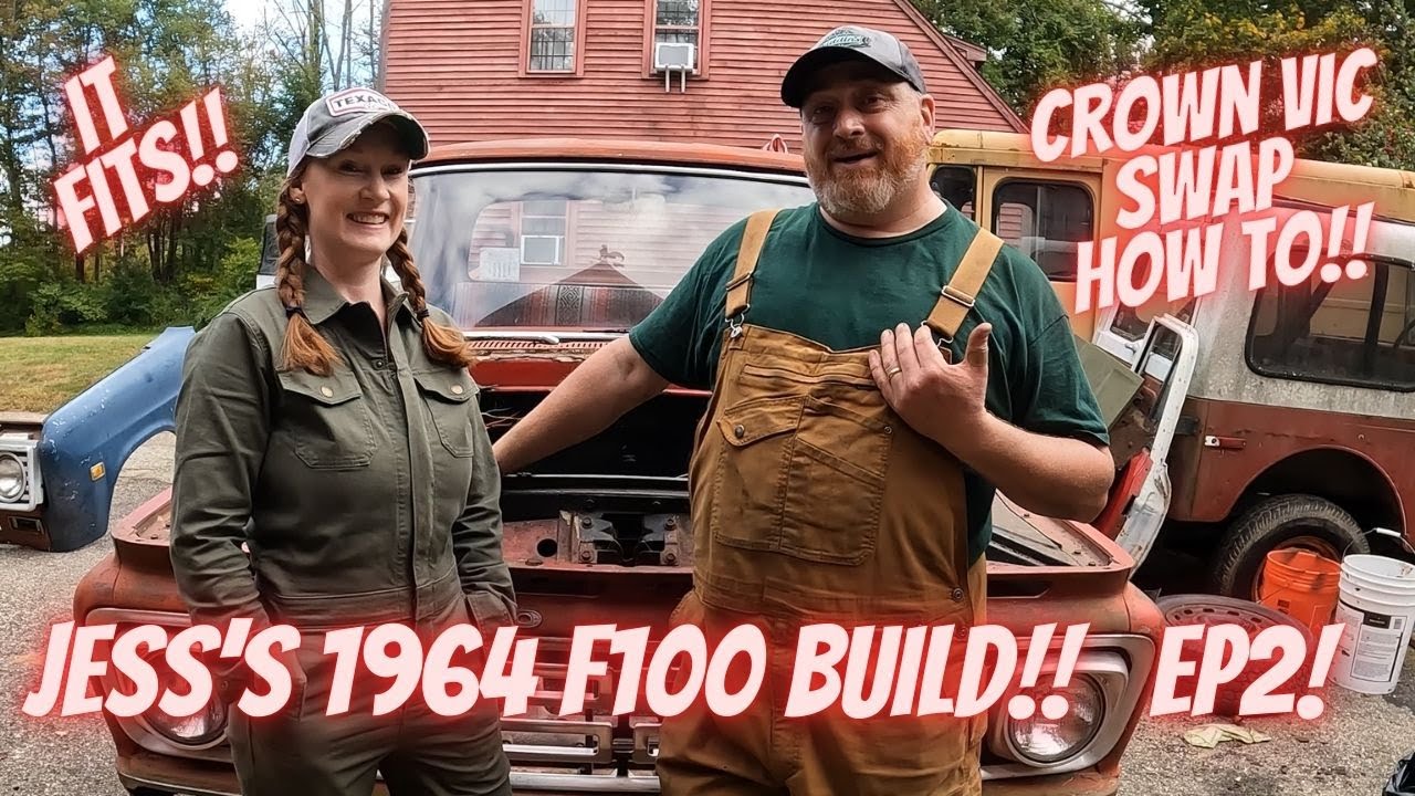 Jess's 1964 F100 gets the CROWN VIC swap!!! How to Crown Vic swap a 1964 F100!!