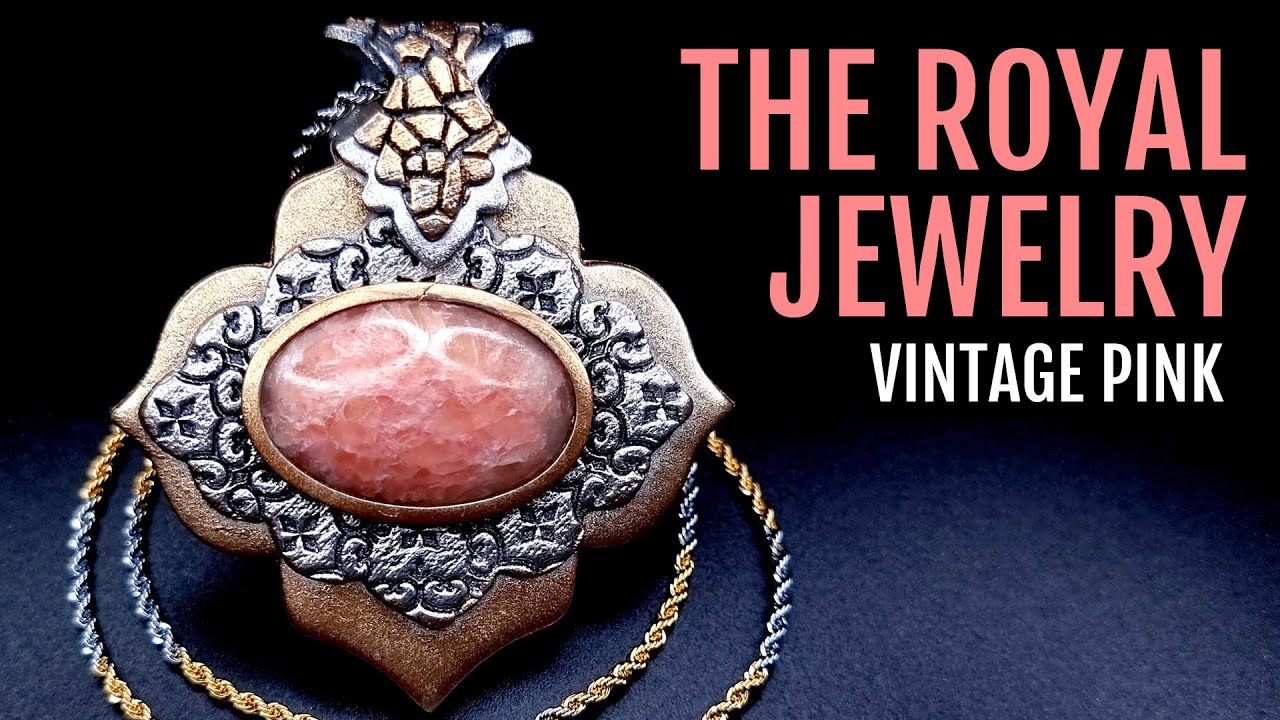 How to make a beautiful pendant Vintage Pink Royal Jewelry out of polymer clay! DIY jewelry project