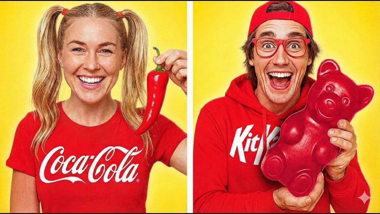 24 UUR ALLEEN Rood Eten 🍓🌶 Uitdaging voor GEK eten door 123 GO!