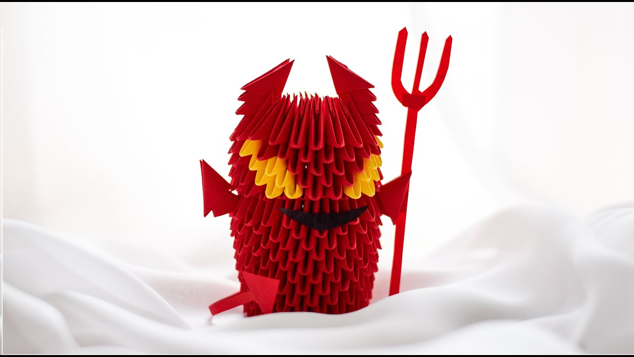 origami modułowe diabeł 3D jak zrobić / How to make a devil origami tutorial