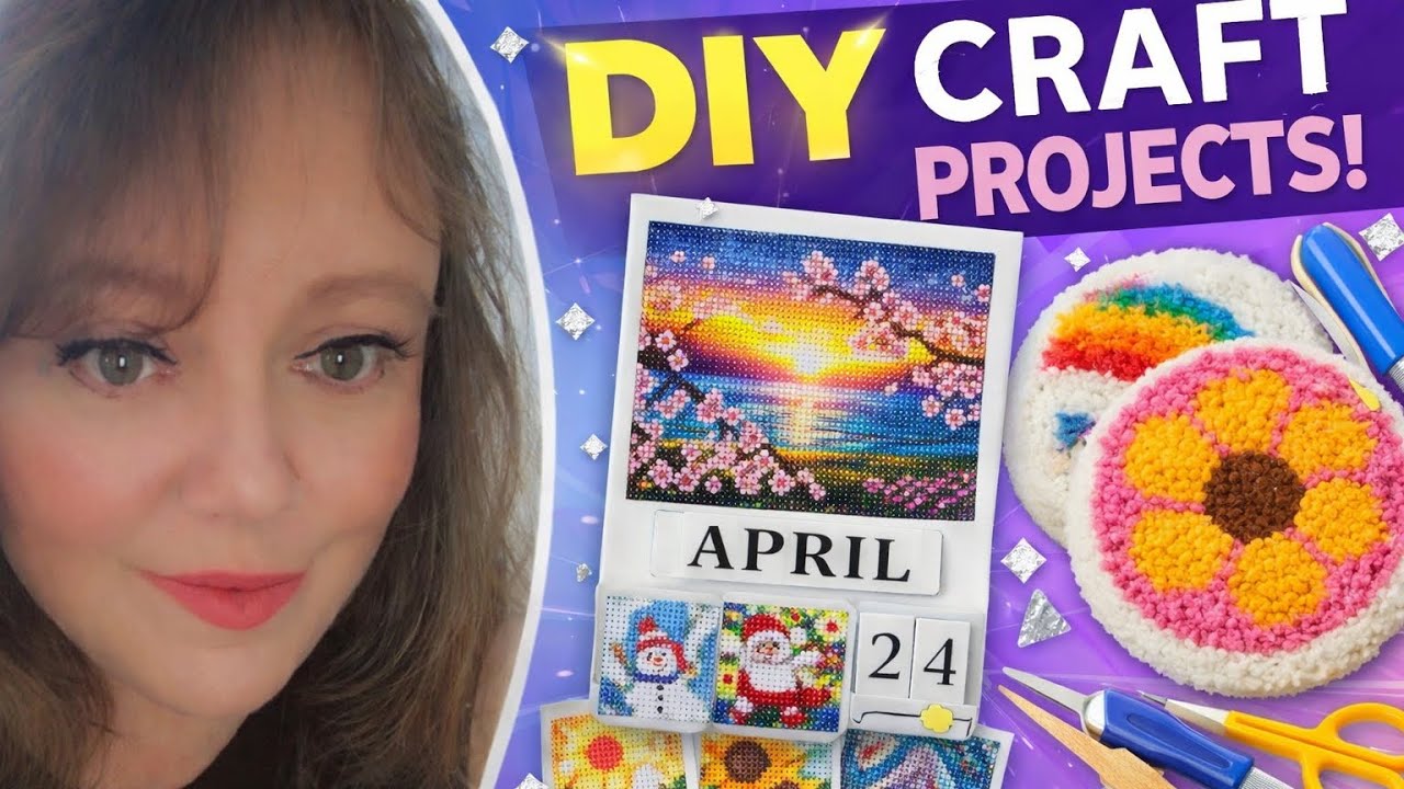 DIY Craft Day ✂️ Diamond Art Calendar Swaps & Punch Needle Coasters