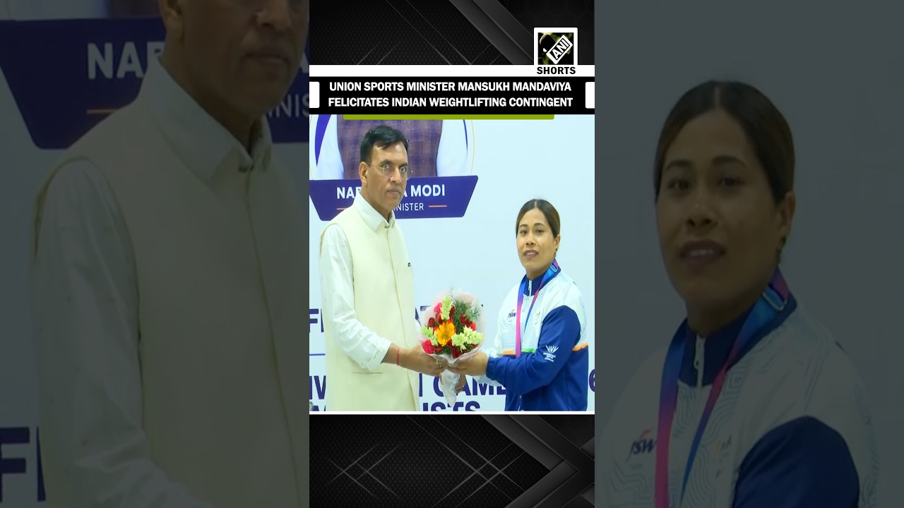CWG 2026: Union Sports Minister Mansukh Mandaviya felicitates Indian weightlifting contingent