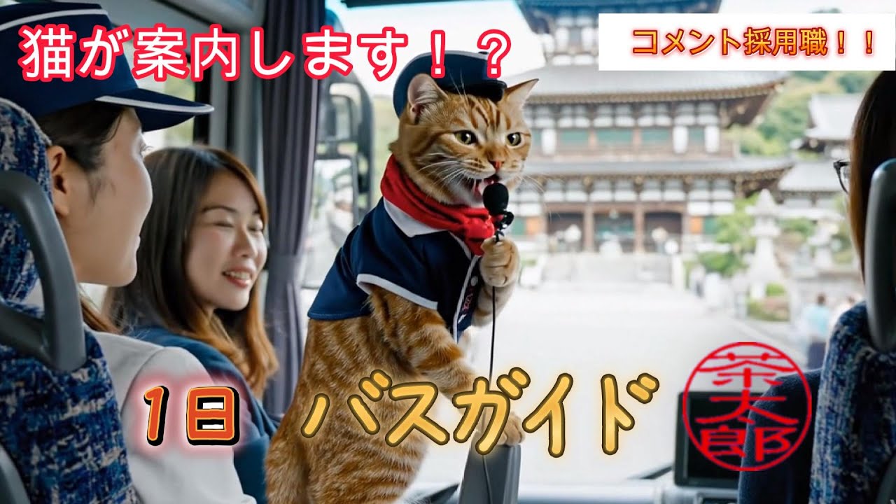 説明が全然頭に入らない猫バスガイド【チャタロウ】Bus guide is a CAT in Japan