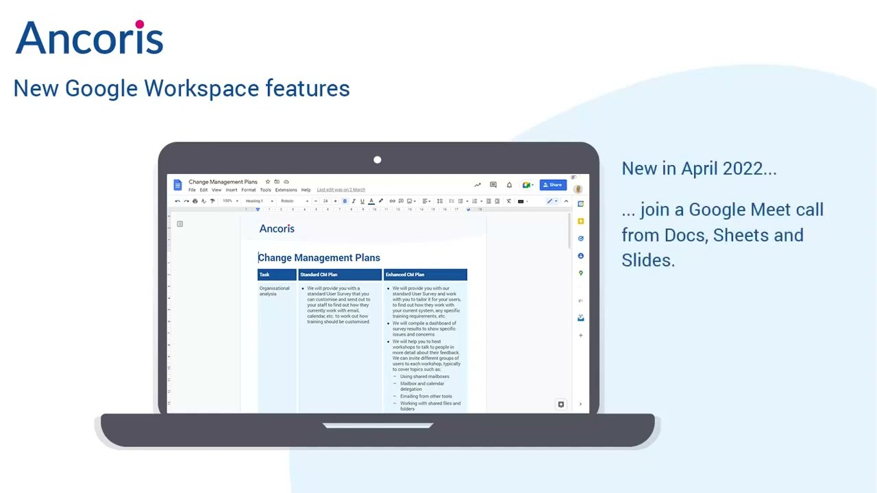 Join a Google Meet call from Docs, Sheets and Slides