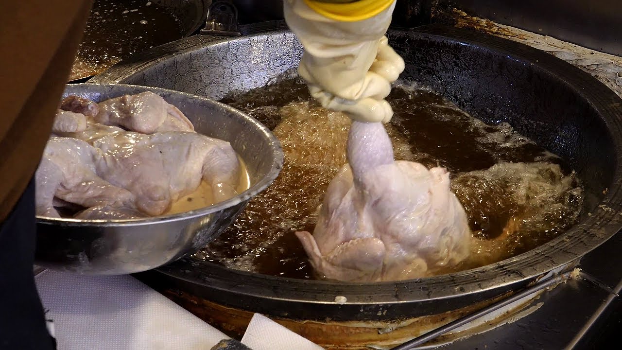 마늘 통닭 - original fried garlic chicken / korean street food