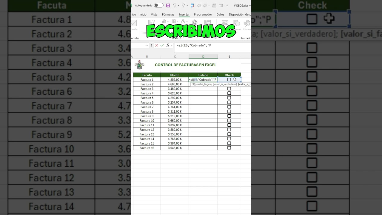 CONTROL DE FACTURAS en EXCEL #excel