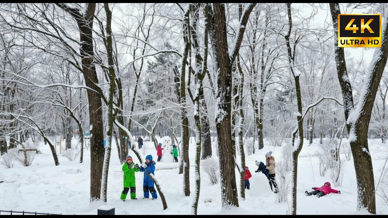 Walking in Bucharest 4K | Snowy VIP Area Herastrau