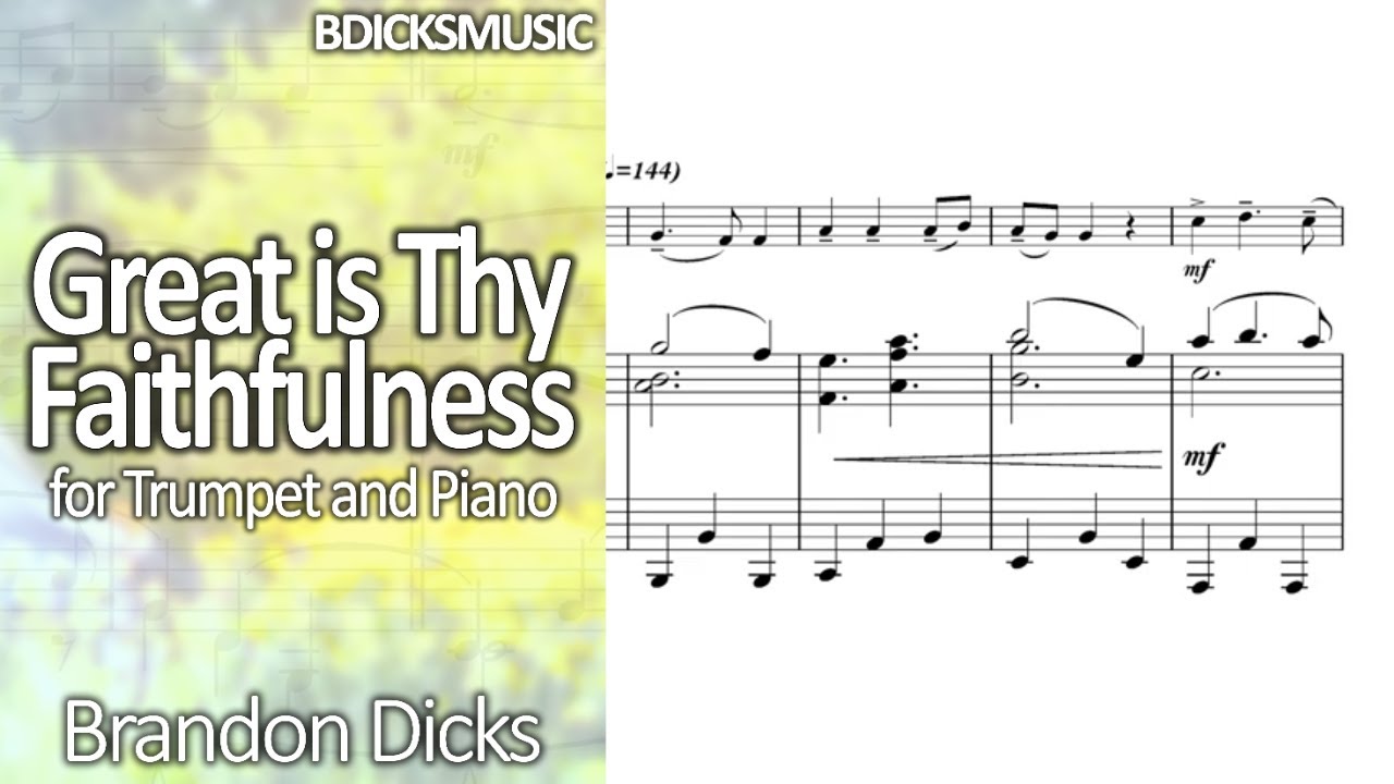 Great is Thy Faithfulness for Solo  Trumpet and Piano | Score Video [with sheet music]
