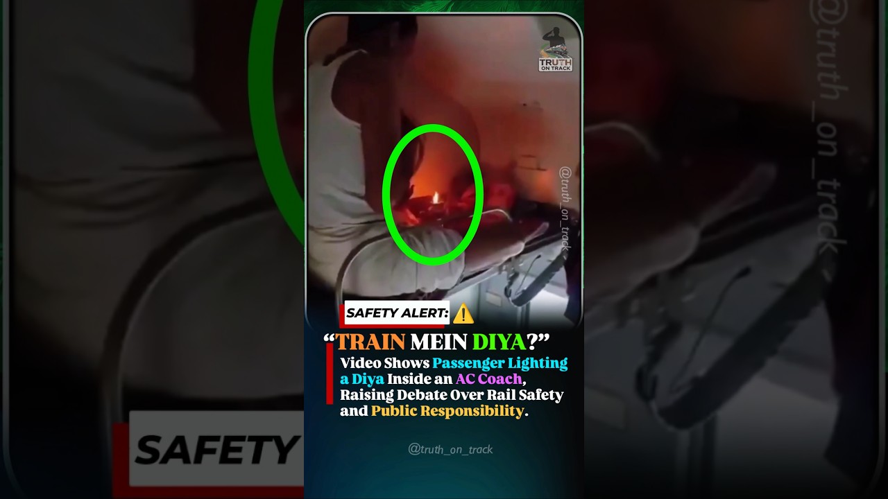 🚨 Passenger Lights a Diya Inside AC Coach, Video Raises Rail Safety Concerns #shorts #indianrailways