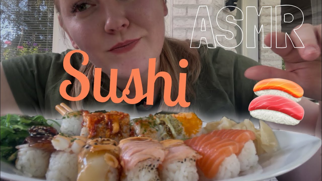 SUSHI outside 🍣🌳 ~ ASMR Mukbang Relaxing Eating Sounds