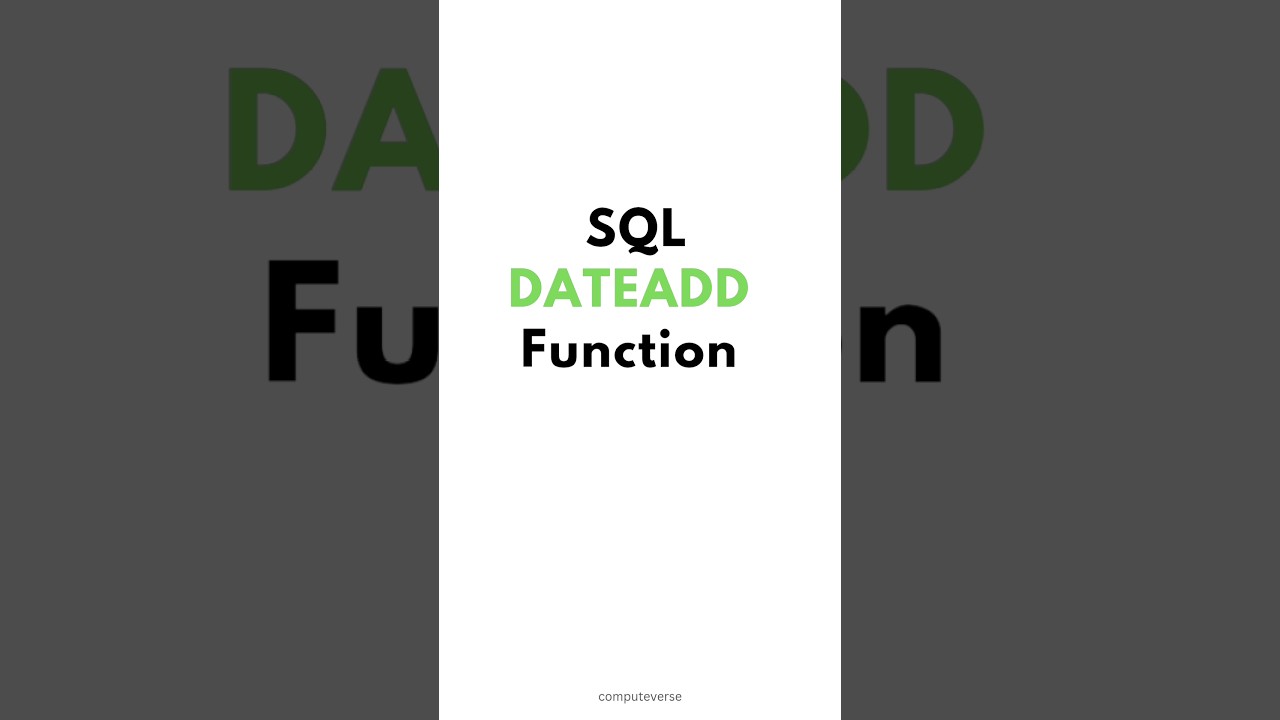 🔄 SQL DATEADD Function ⏰