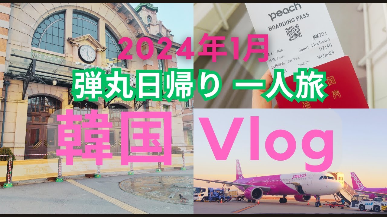【韓国vlog】Peach 弾丸往復 ✈ソウル日帰り アラフィフ一人旅 ✈ 2024年1月  |弘大  延南洞 でショッピング