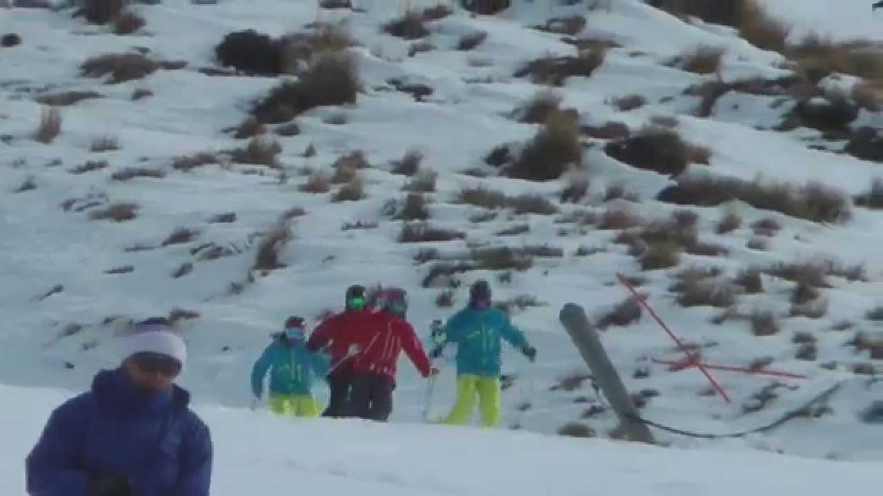 JF Beaulieu, Jonathan Ballou, Andreas Spettel and Jon Ahlsén skiing in Treble Cone