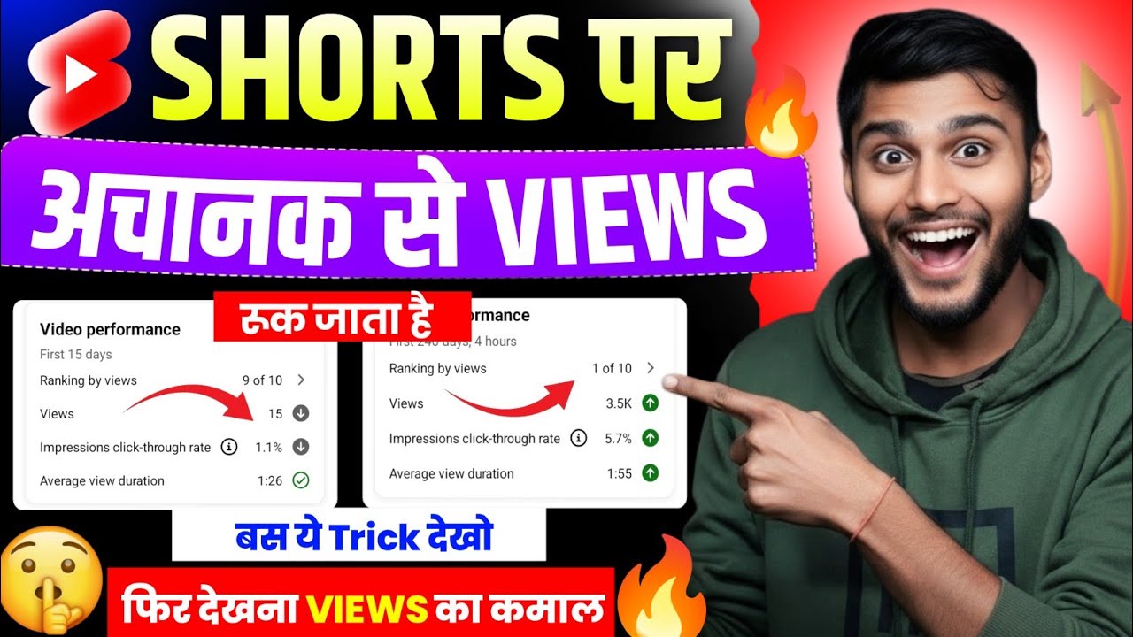 🔥SHORTS पर अचानक से 1k, 2k Views रूक जाते है तो Tricks लगादो ✅️ | Shorts Viral Kaise Kare | How To