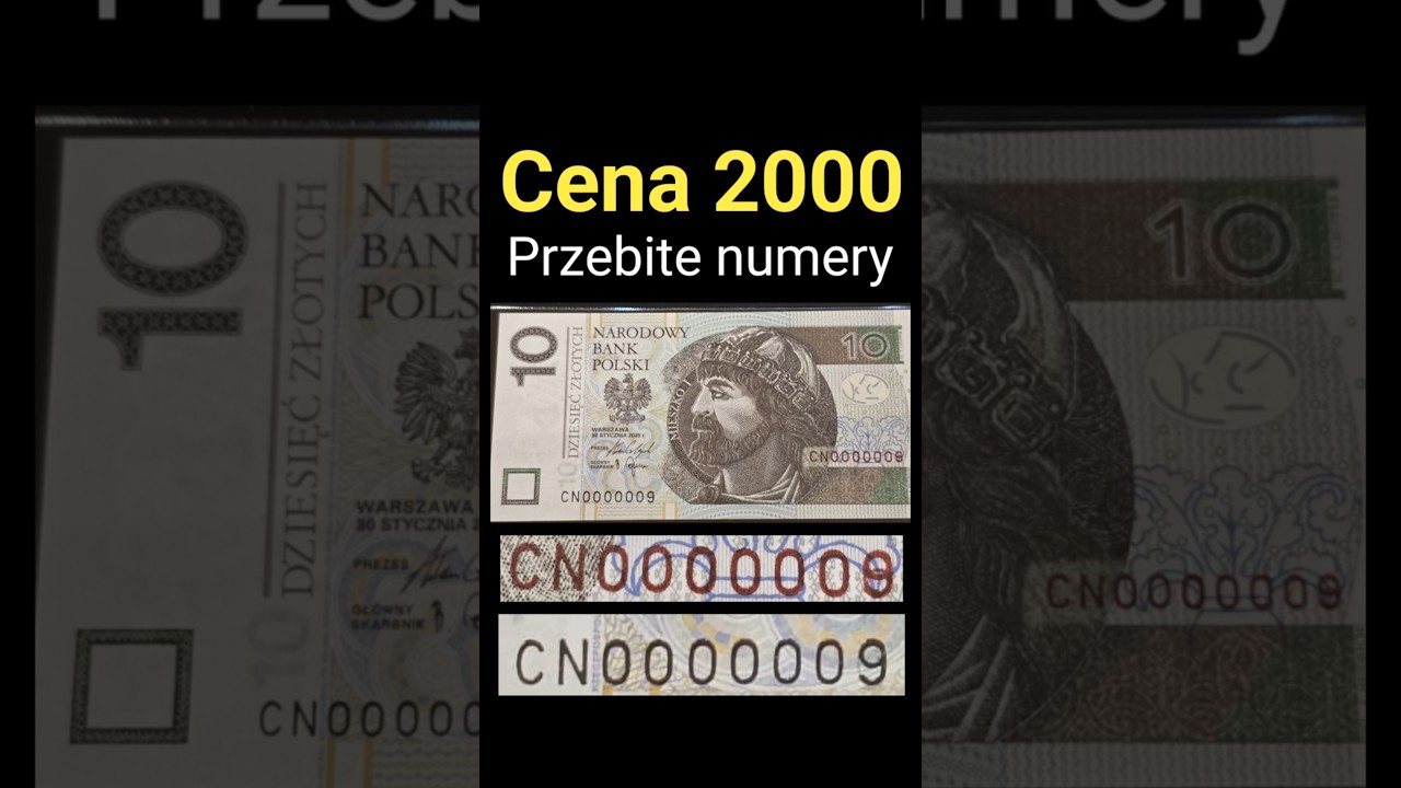 10 złotych warte 2000 złotych , błędnodruk przebite numery. emisja 2025 PMG 66