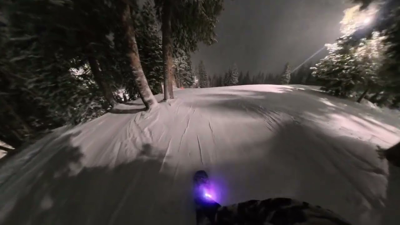 Mountain Meditation, No Talking - Immersive ASMR Night Snowboarding