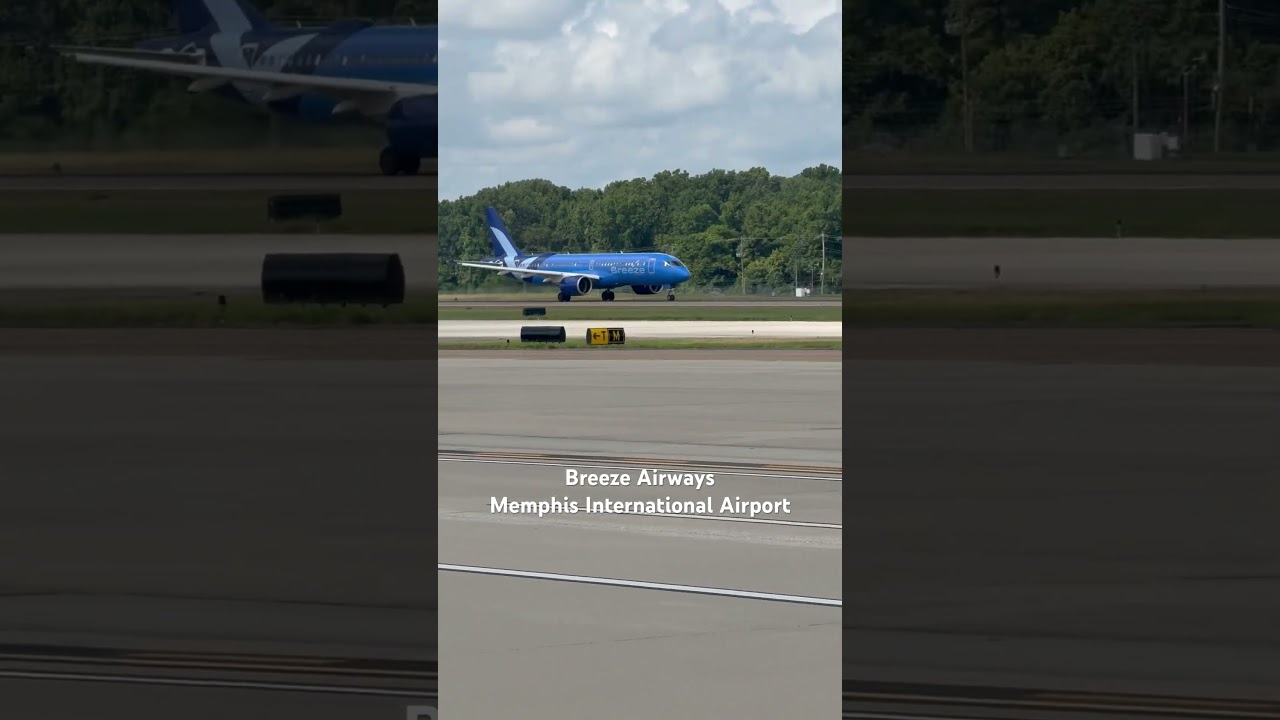 Breeze Airways Airbus A220-300 Taking-off at #MEM #memphis #airport #Breeze #airbus  #airbusa220