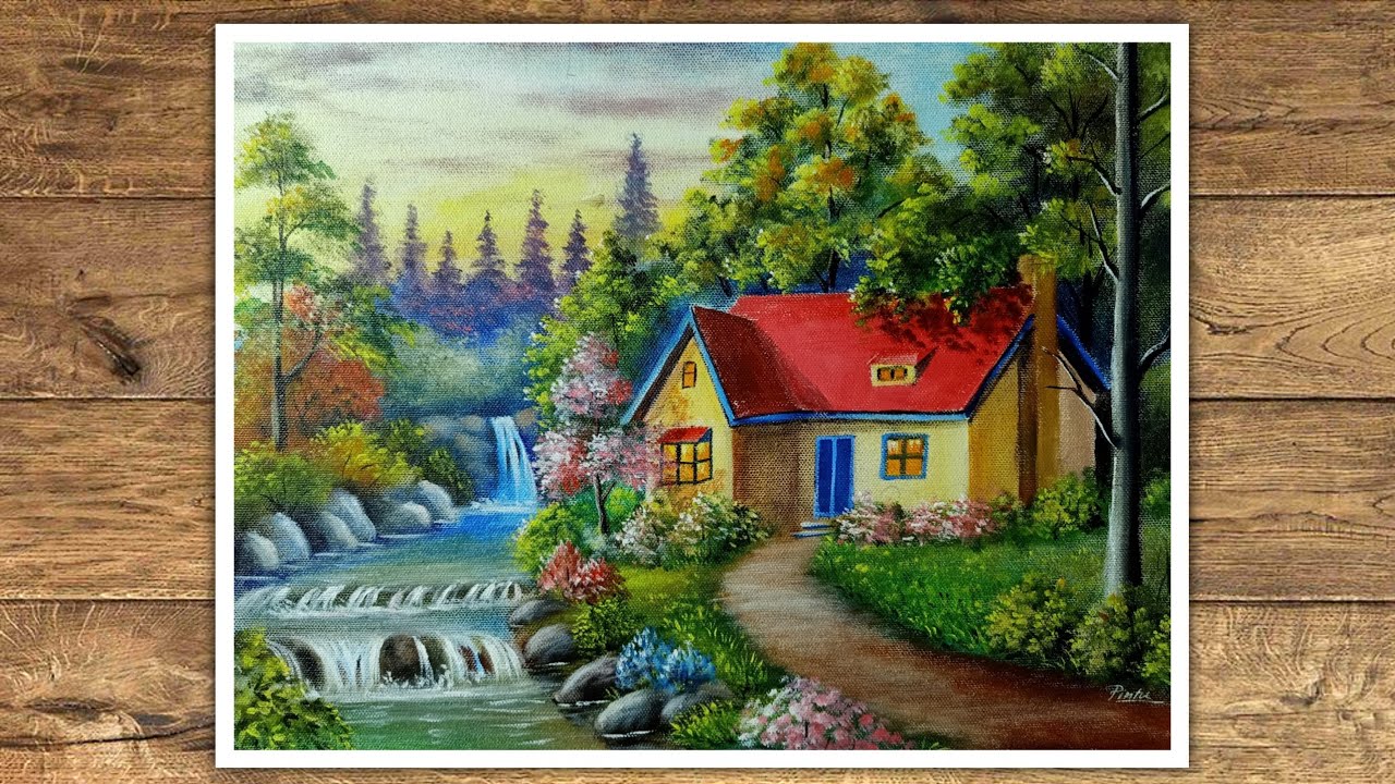 Acrylic painting for beginners | Canvas | How to paint a beautiful landscape