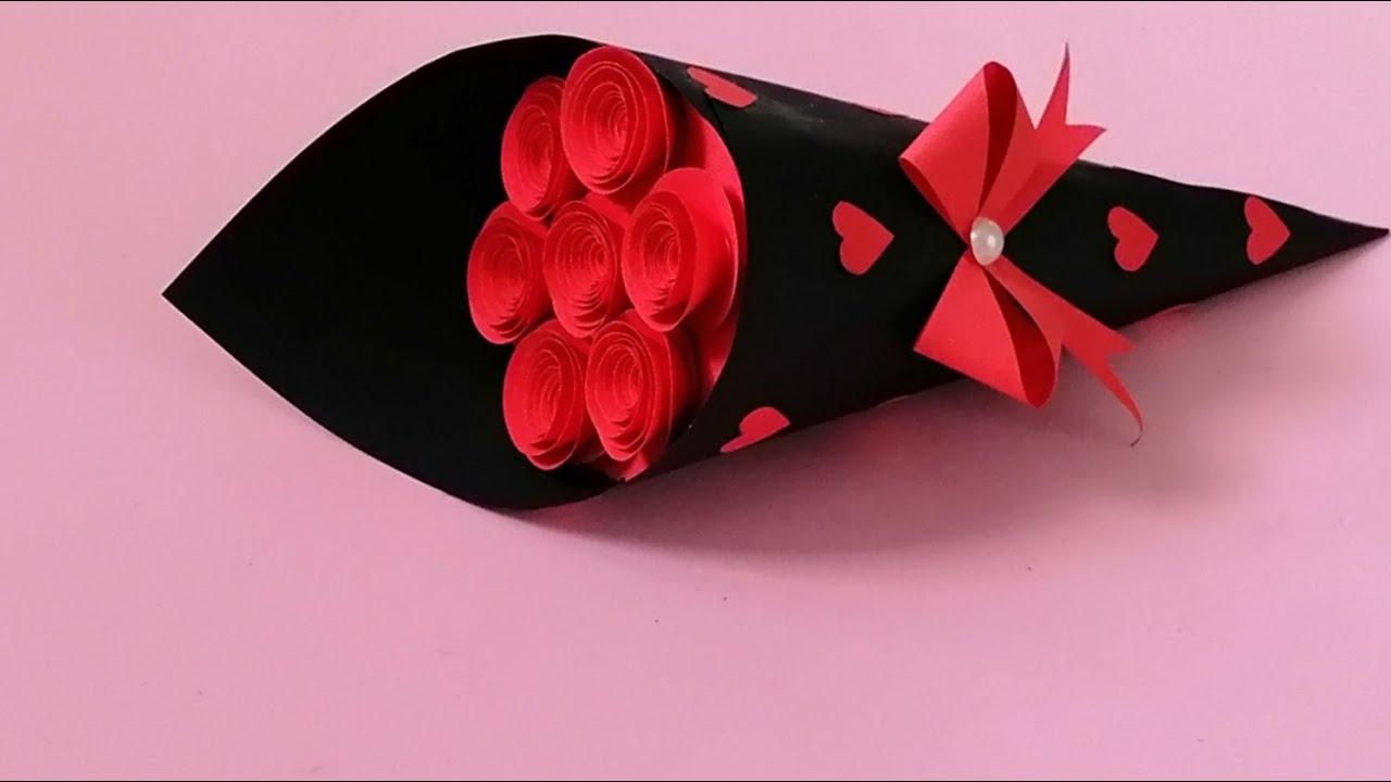 How to make paper rose flowers bouquet tutorial|DIY|Handmade Birthday gift|Valentine's day crafts