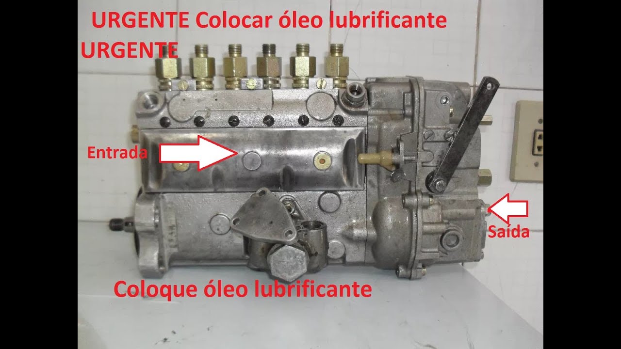Bomba injetora Bosch, F1000. Colocando &oacute;leo lubrificante