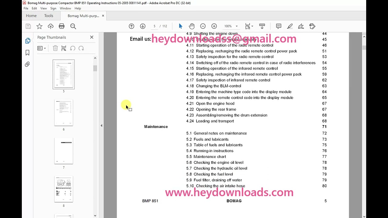 Bomag Multi-purpose compactor BMP 851 Operating instructions Manual