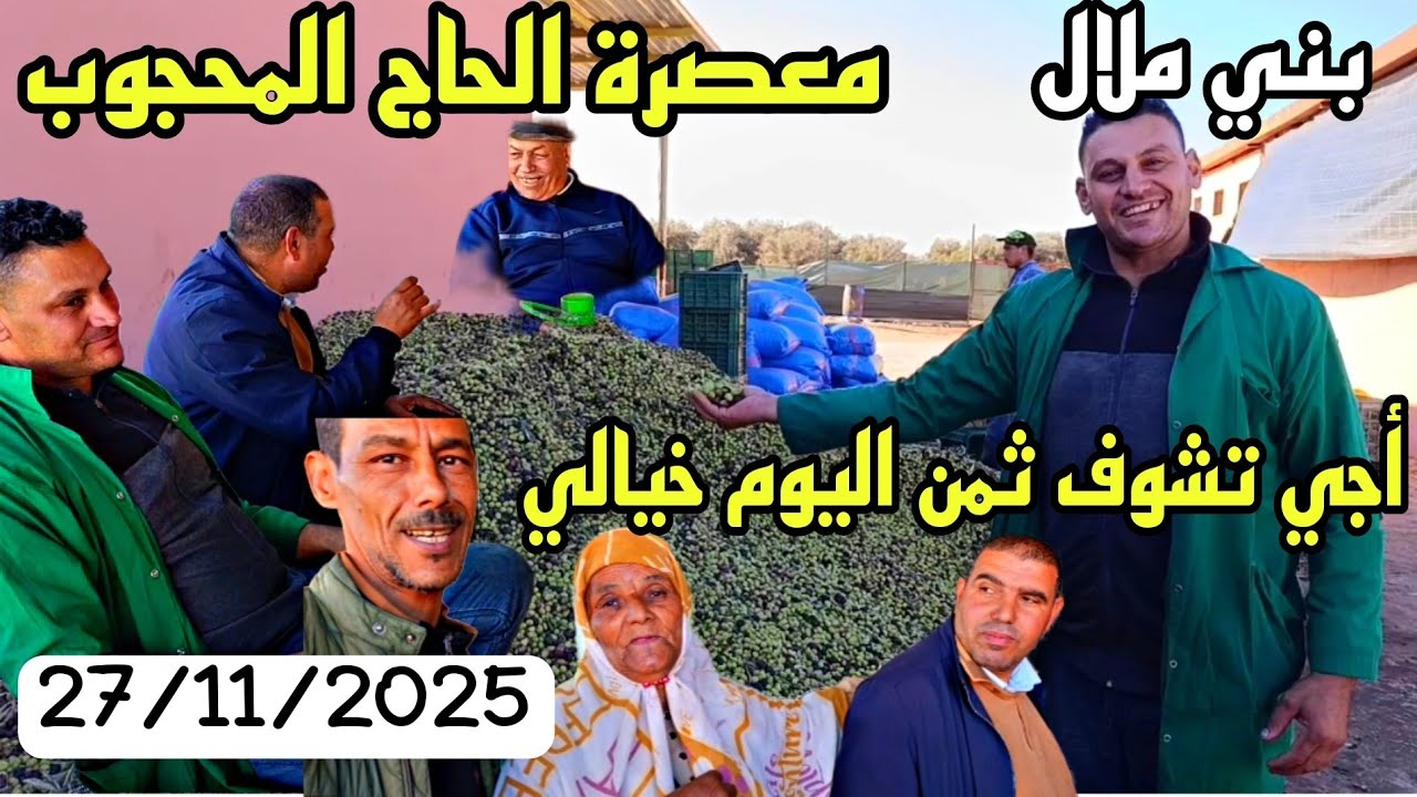 معصرة الحاج المحجوب بني ملال أجي تشوف الخيرات الزيتون البلدي  والزيت البلدية والثمن مناسب 27/11/2025