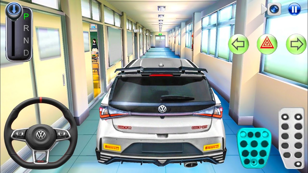 Today I am Going To School With My New Volkswagens GOLF R - 3D Driving Class Game - Car Gameplay