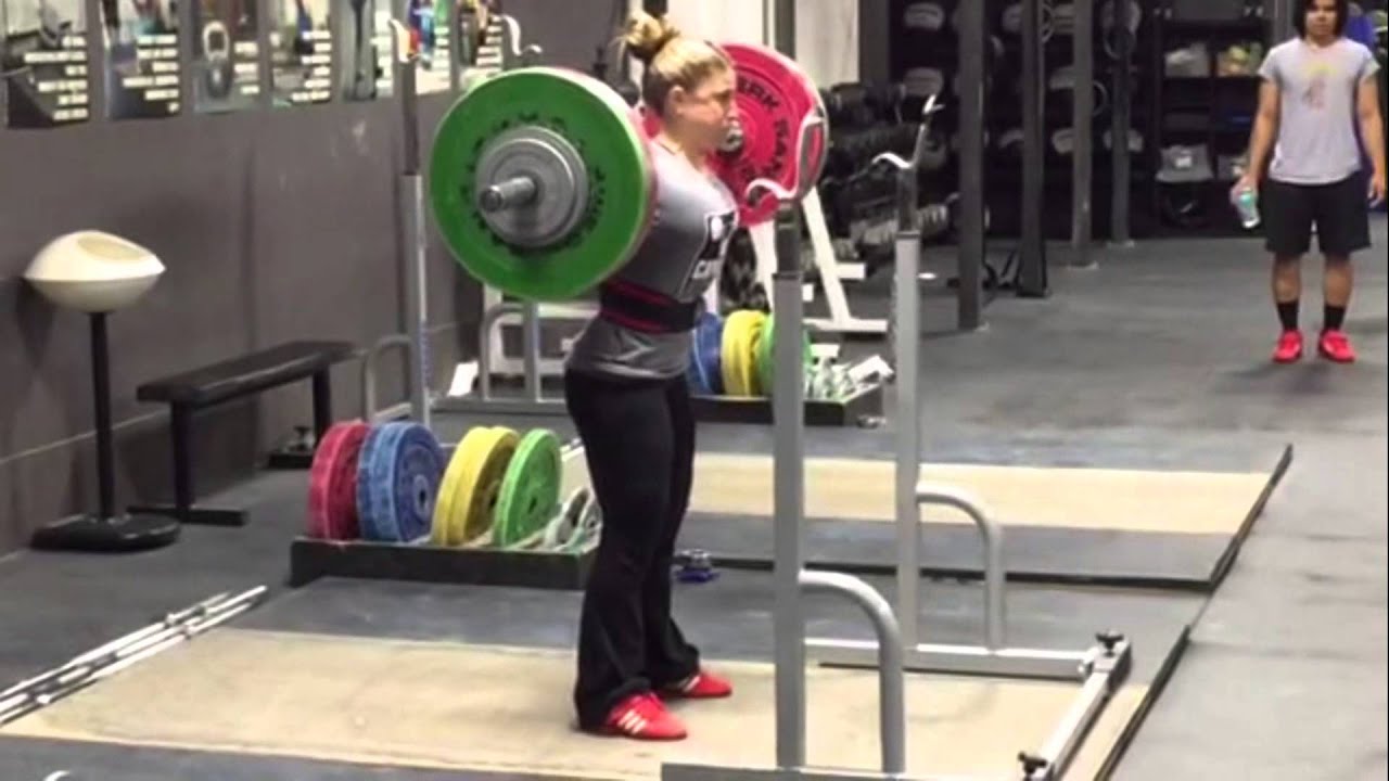 Danielle Back Squat 100kg (220lbs) for 6 reps at 53kg Bodyweight