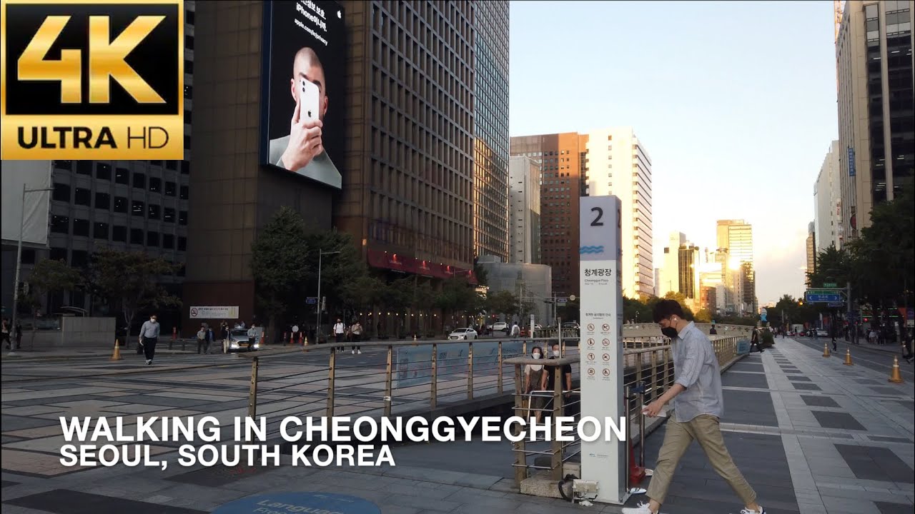 [4K] Walking along the Cheonggyecheon Stream on Friday evening after work! 금요일 퇴근하고 걷는 청계천, 清溪川, 清渓川