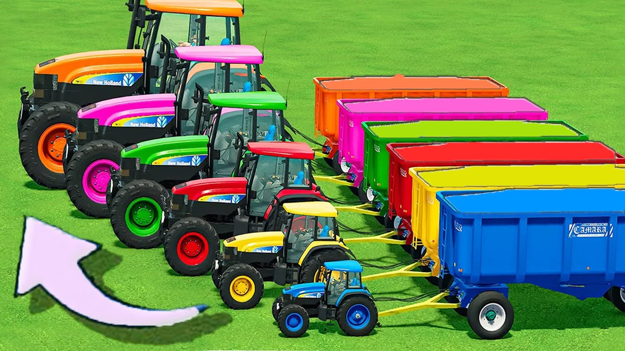 Mini vs BIG Tractors! HARD Muddy Parkour VS OVERLOAD Transport Challenge with Tractor - FS22