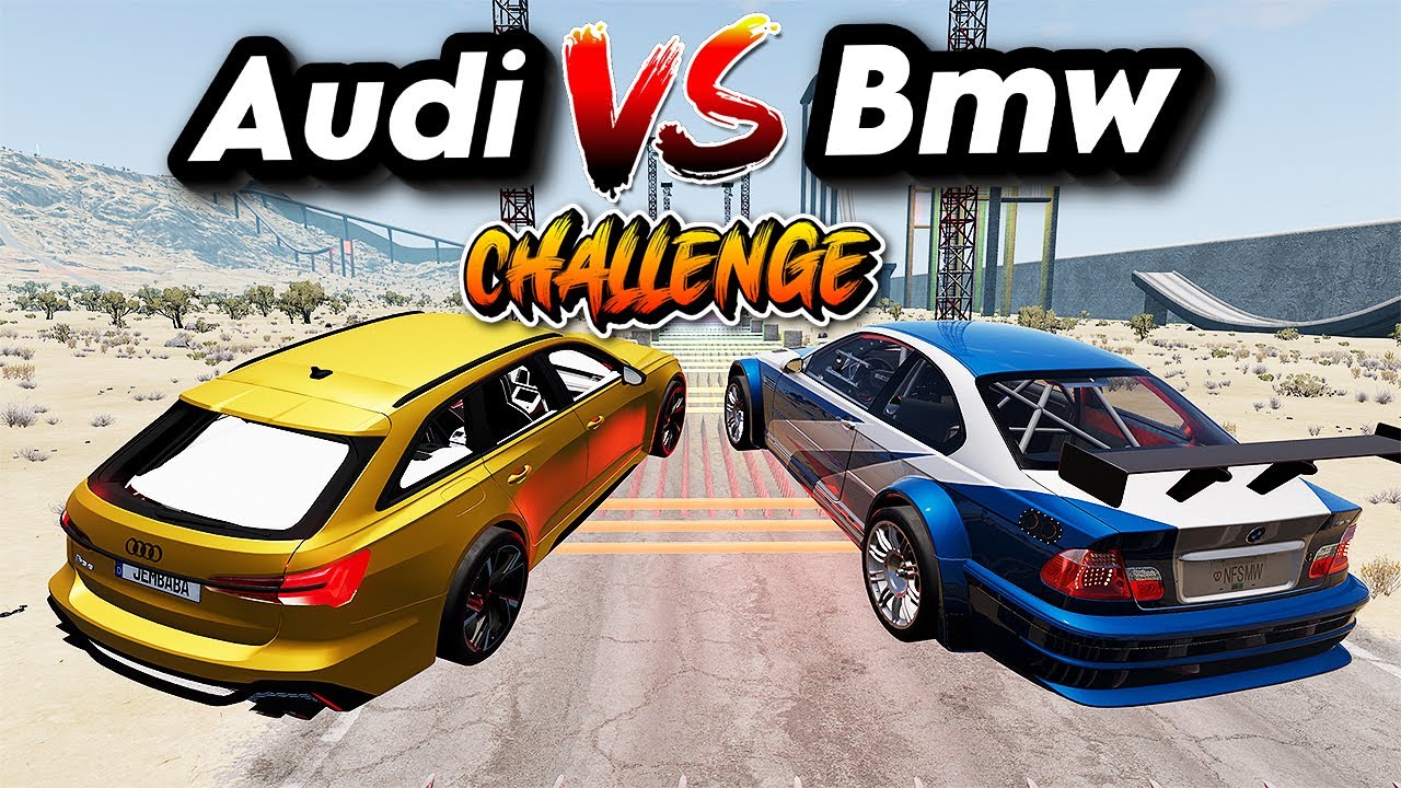 Audi против BMW: суперспортивный автомобильный трек-паркур, испытание №1, BeamNG Drive