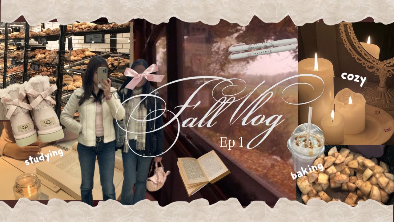romanticising fall vlog ep1༄˖°.🍂.ೃ࿔*:･| cosy studying, baking, aesthetic nights in, uni life