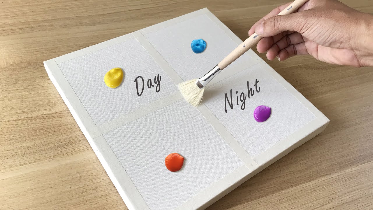 Daily Challenge #39 / Acrylic / Day & Night Art Painting