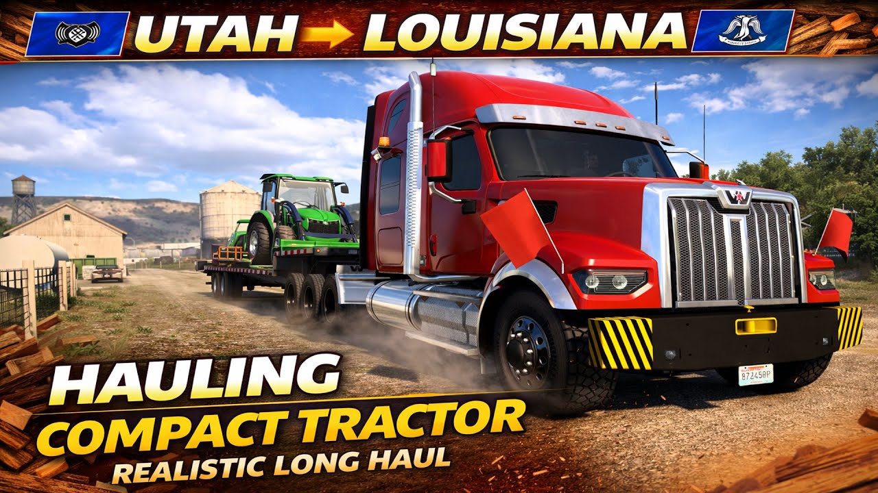 American Truck Simulator | Western Star Hauls Compact Tractor 🚛 Utah ➝ Louisiana | Realistic Drive