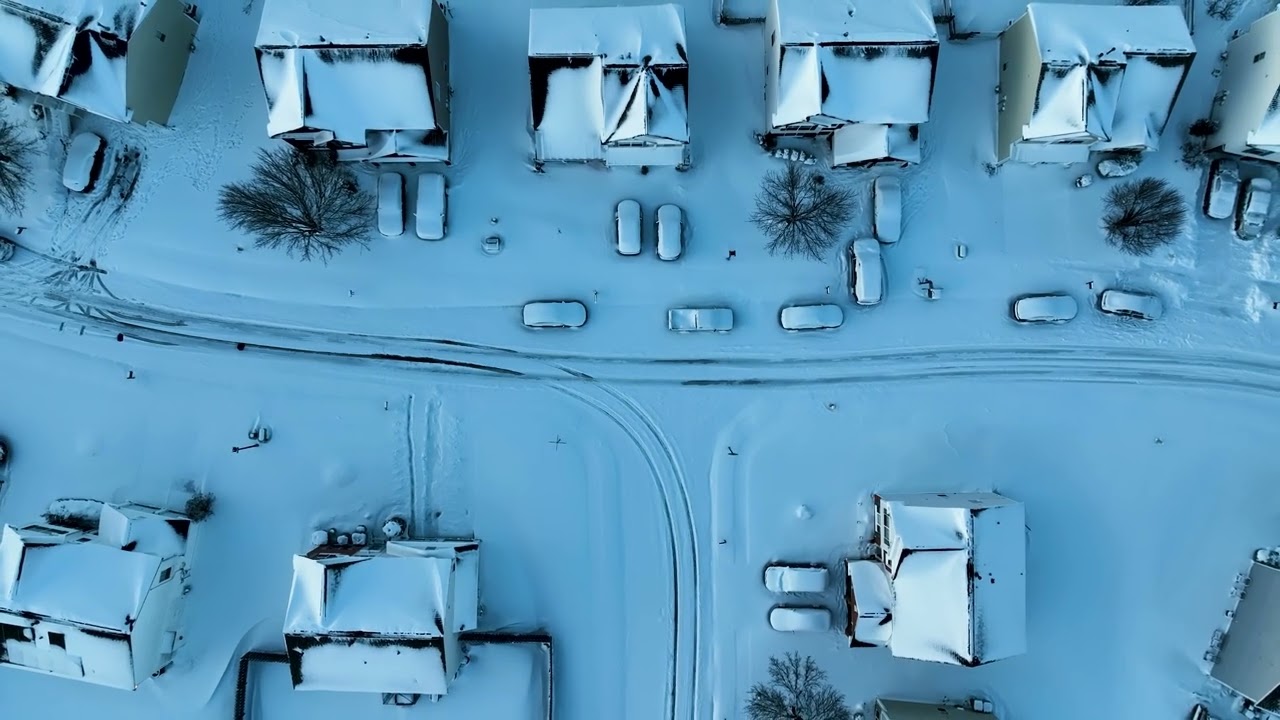 Charlotte Neighborhood Snow Day - 4K Drone Footage