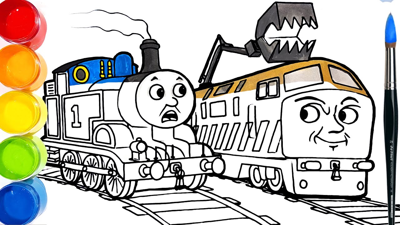 Diesel 10 vs Thomas The Tank Engine . Thomas & Friends Drawing and Coloring Pages | Tim Tim TV