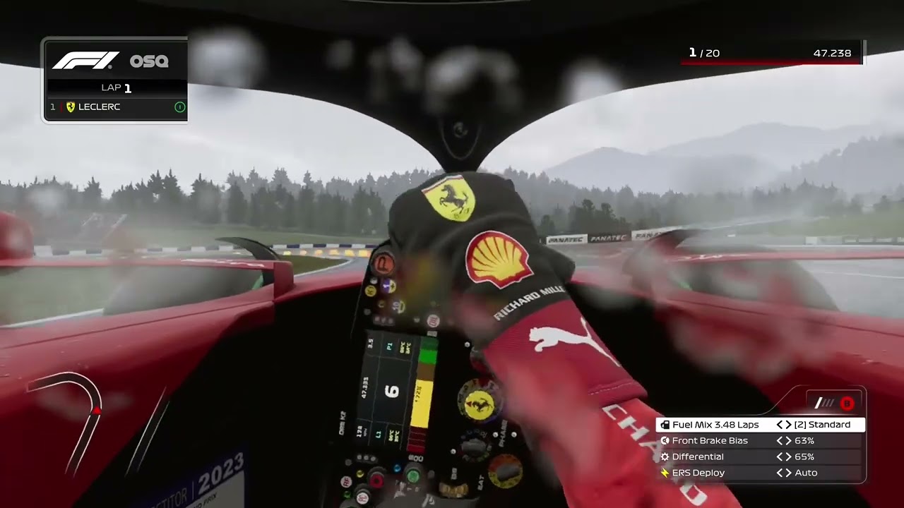 F1 23 Charles Leclerc Qualifying at Austria (No assists, wet conditions, half force feedback)