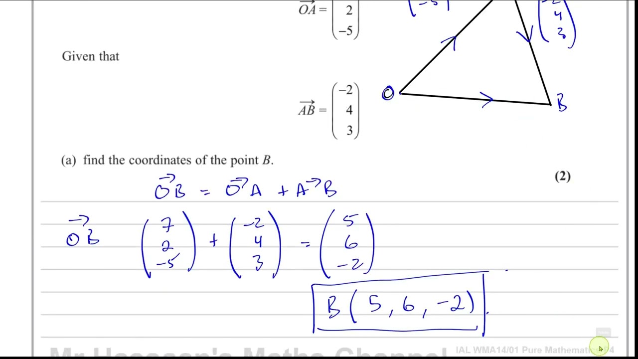 WMA14/01, (Edexcel), IAL P4, June 2024,  Q2, Vectors, Perpendicular Lines