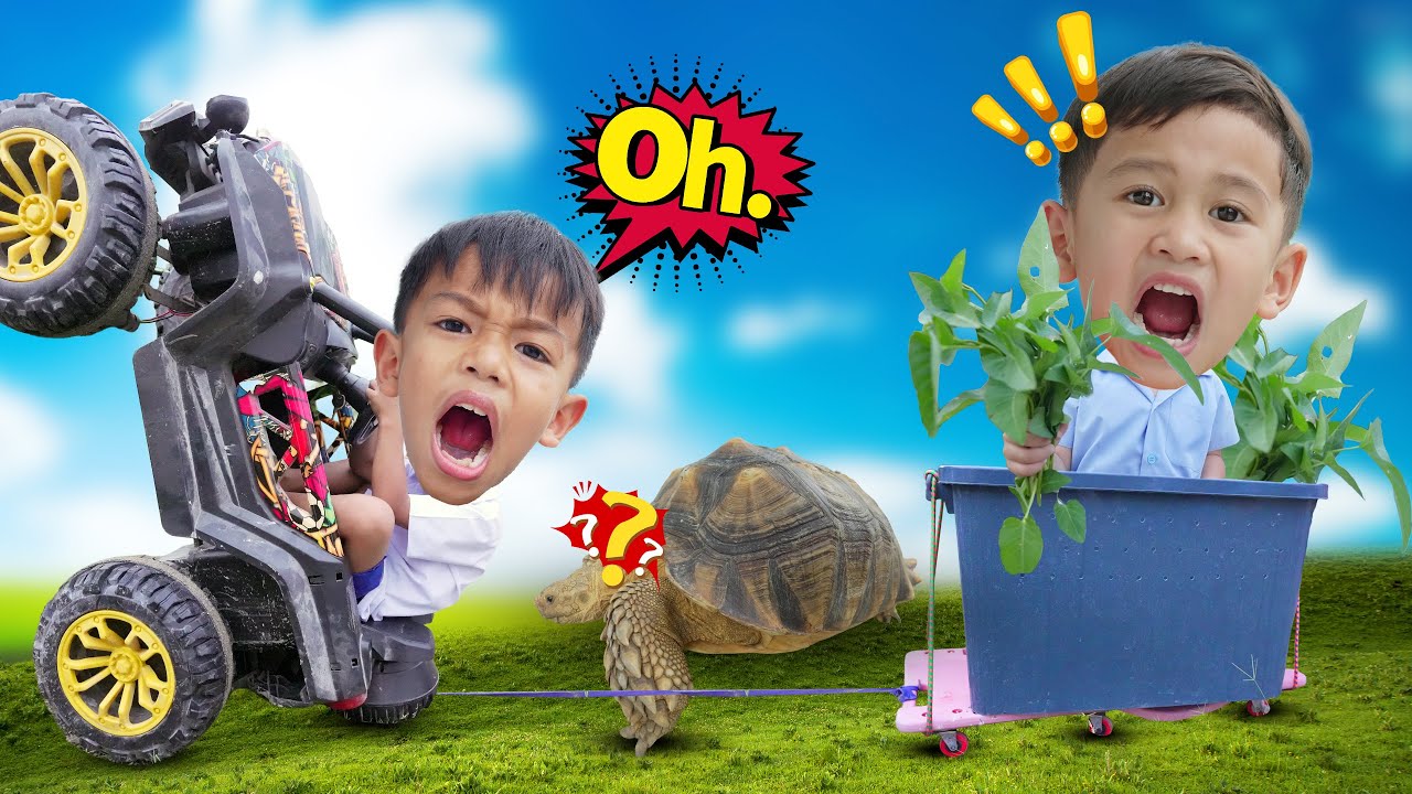 ขับรถบิ๊กฟุตซิ่ง เก็บผักบุ้งให้เต่ากิน | พี่ปลื้ม