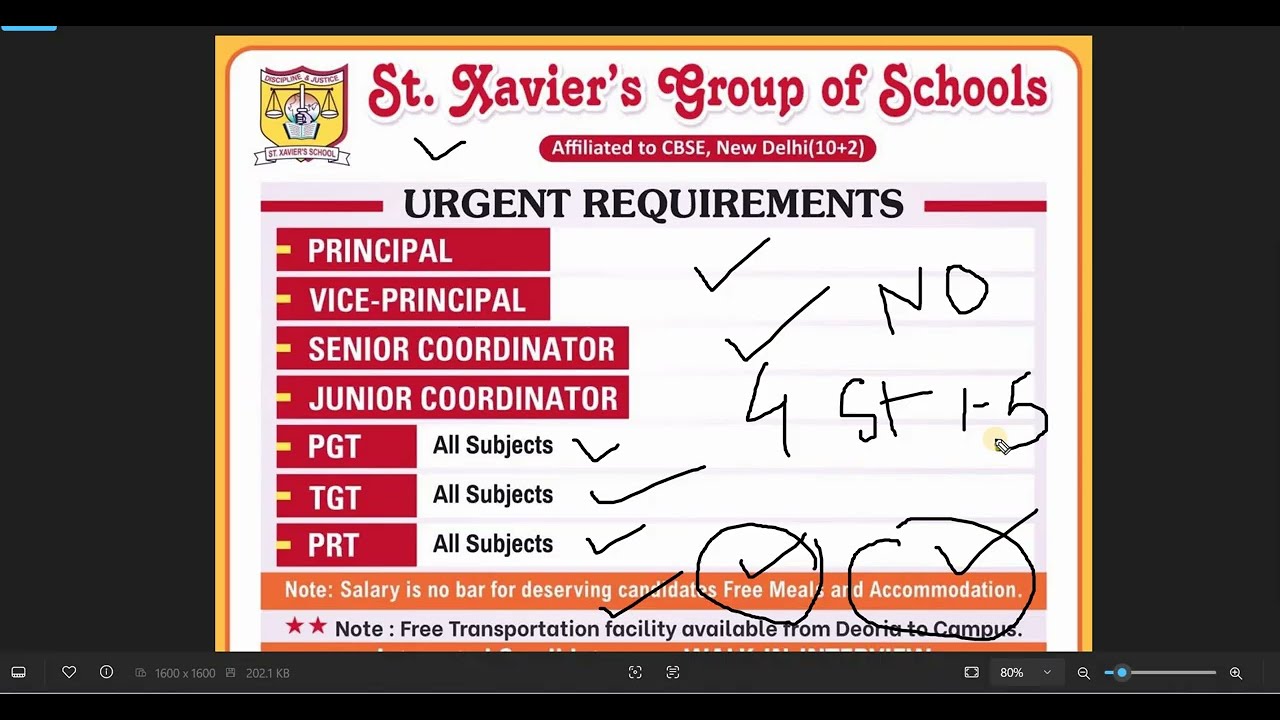 4 ST XAVIERS SCHOOL TEACHERS VACANCY 2026 , FREE MEALS FREE RESIDENCE