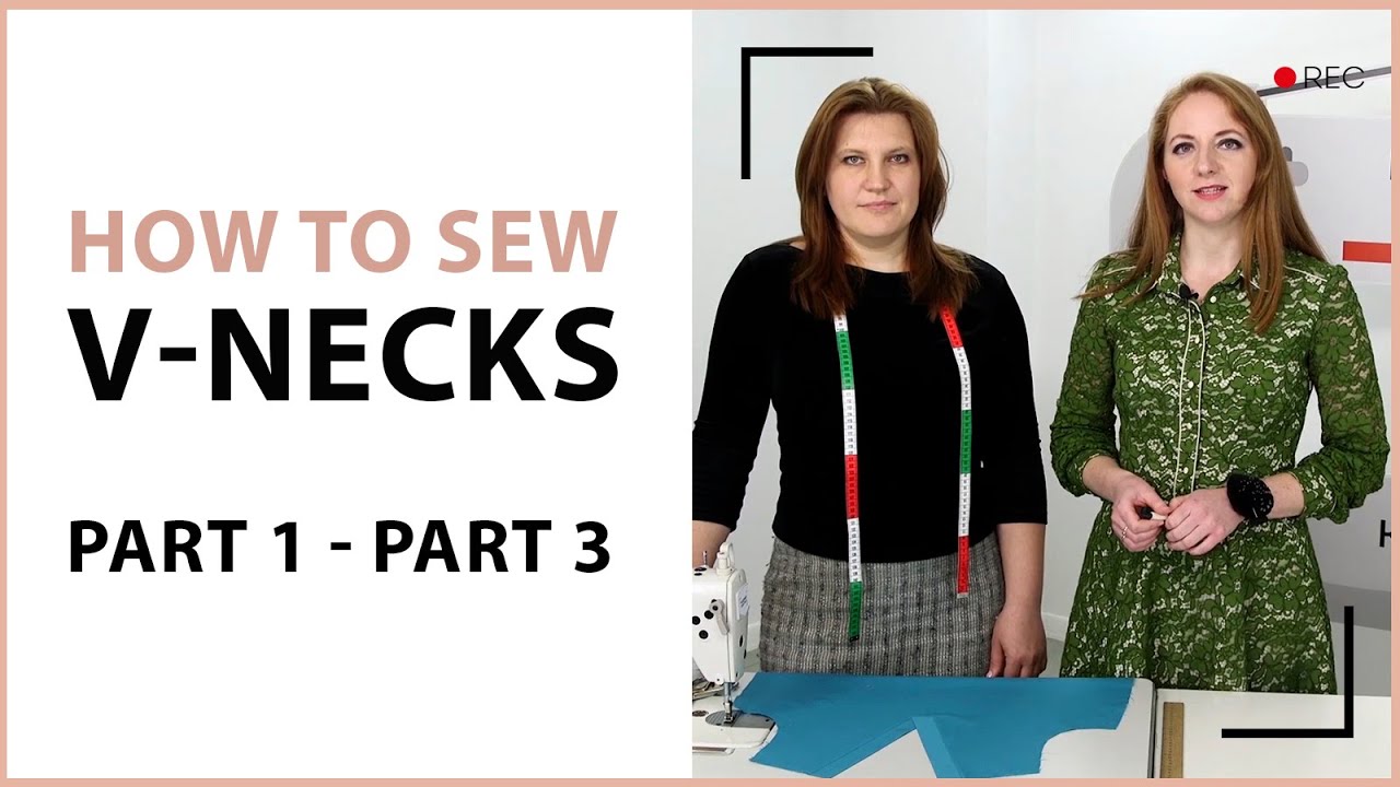 How to draw V-necks. How to edge a V-neck with the plackets. How to sew V-necks.