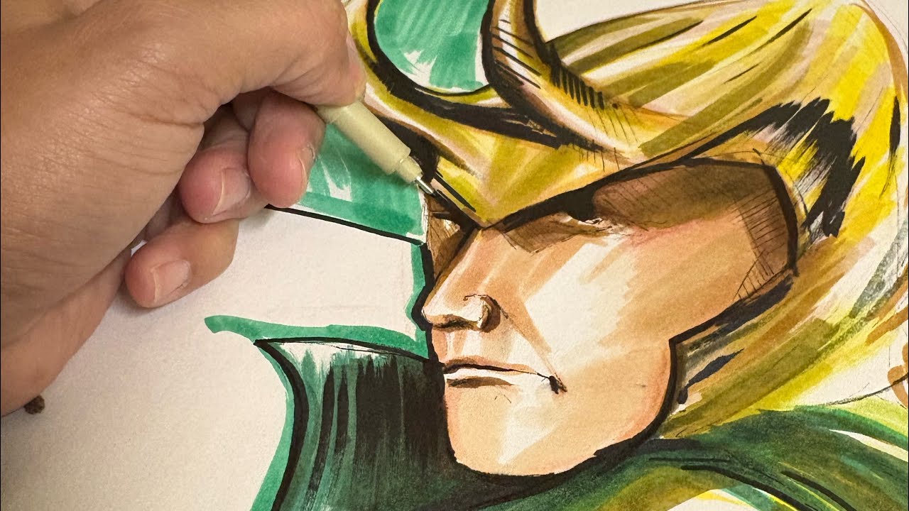 DRAWING LOKI TIME-LAPSE IN ALCOHOL MARKERS