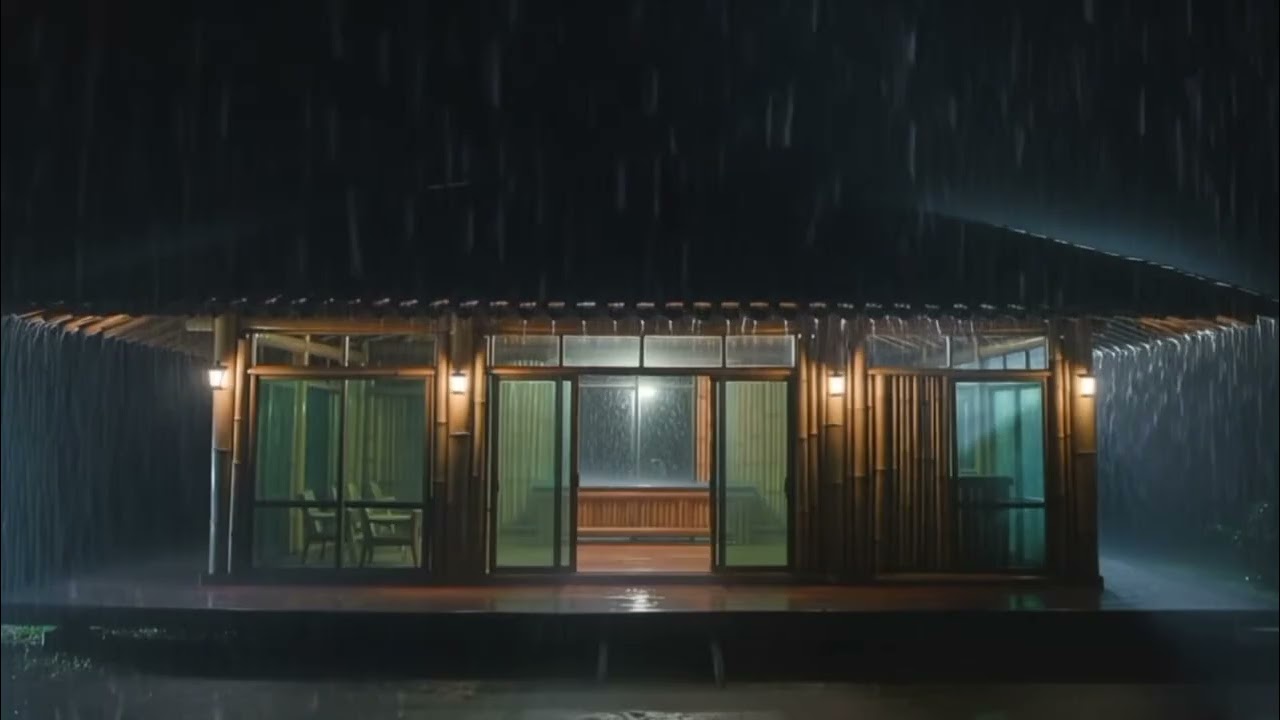 POURING Heavy Rain on a Cozy Bamboo House at Night 🌧️ Intense Rain Sounds (No Thunder, No Music)