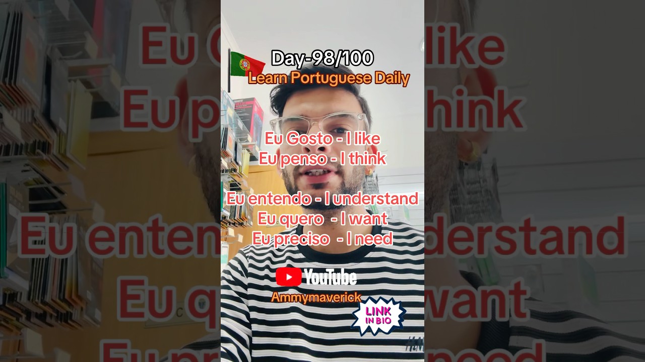 Day-98/100 learn Portuguese important word in hindi english 