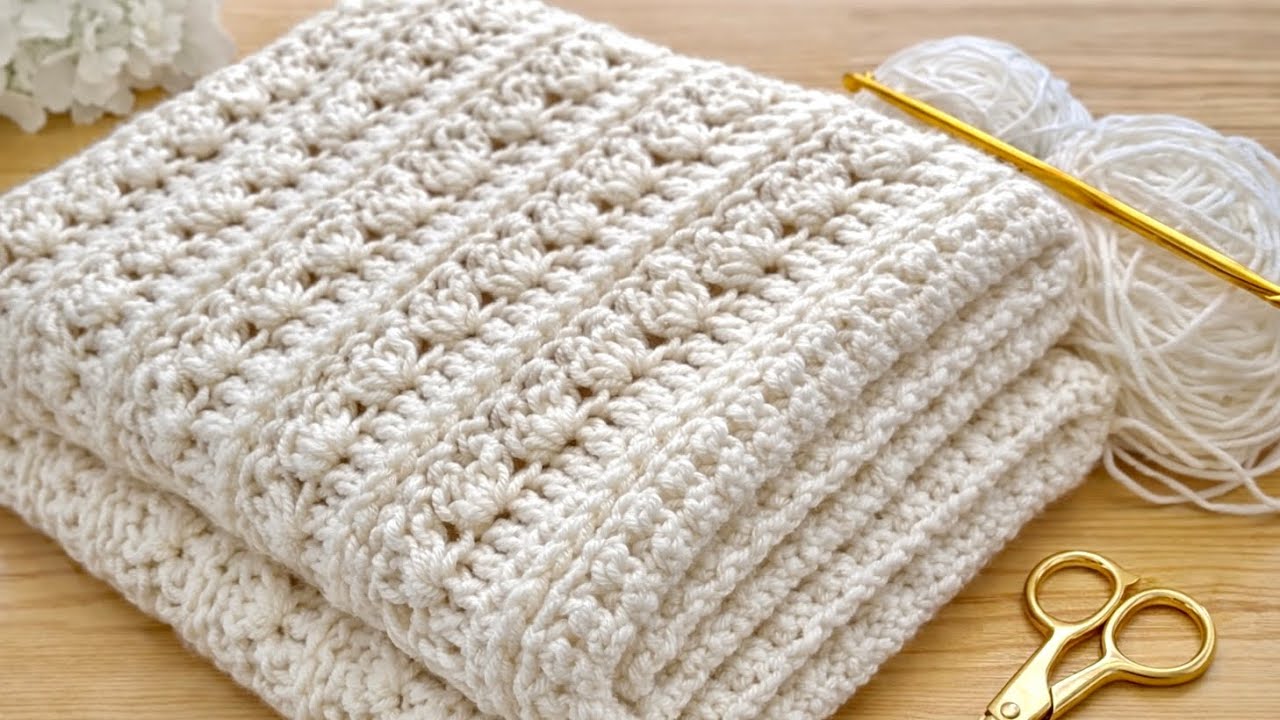 Amazing Crochet Stitch Tutorial!🩷 Easy & Beautiful 3D Pattern, Beginner Friendly Blanket Stitch