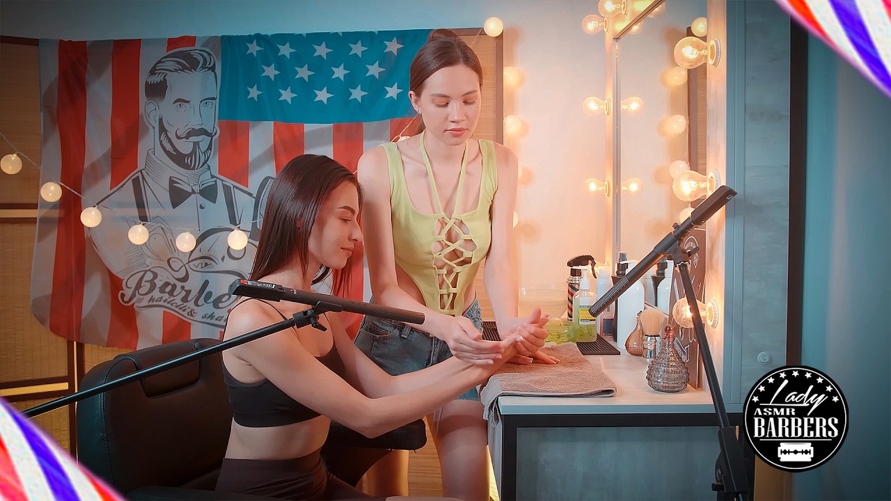 ASMR Head and Hands Massage by Barber Lady Sandra to Jana